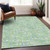5' X 8' Mint Green Blue And Beige Abstract Washable Indoor Outdoor Area Rug