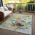 3' X 5' Ivory Blue And Yellow Abstract Washable Indoor Outdoor Area Rug