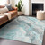 5' X 8' Teal Blue And Silver Abstract Washable Indoor Outdoor Area Rug