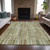 3' X 5' Khaki And Olive Green Striped Washable Indoor Outdoor Area Rug