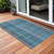 3' X 5' Blue Teal and Gray Plaid Washable Non Skid Indoor Outdoor Area Rug