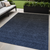 5' X 8' Navy Blue And Charcoal Abstract Washable Indoor Outdoor Area Rug