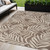 5' X 7' Brown And Ivory Palm Leaf Indoor Outdoor Area Rug