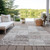 5' X 8' Taupe Patchwork Distressed Washable Indoor Outdoor Area Rug