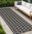 12' Black And Ivory Geometric Indoor Outdoor Runner Rug