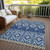 3' X 5' Navy Blue Beige And Ivory Aztec Washable Indoor Outdoor Area Rug