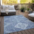 3' X 5' Navy Blue And Denim Blue Medallion Washable Indoor Outdoor Area Rug