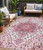 5' X 8' Pink Ivory And Gray Oriental Washable Indoor Outdoor Area Rug