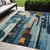 5' X 8' Blue Ivory And Copper Geometric Washable Indoor Outdoor Area Rug