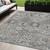 5' X 8' Gray And Copper Floral Medallion Washable Indoor Outdoor Area Rug