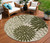 8' Ivory And Green Round Floral Indoor Outdoor Area Rug - Ivory, Green