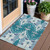 3' X 5' Teal Blue Navy Blue And Gray Ikat Washable Indoor Outdoor Area Rug