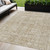5' X 8' Beige Tan And Ivory Oriental Washable Indoor Outdoor Area Rug