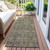 8' Runner Blue and Orange Floral Washable Non Skid Indoor Outdoor Runner Rug