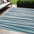 5' X 8' Teal Blue Gray And Ivory Striped Washable Indoor Outdoor Area Rug - Teal Blue, Gray, Ivory