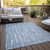 5' X 8' Blue And Ivory Abstract Washable Indoor Outdoor Area Rug