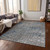 3' X 5' Silver Blue And Brown Abstract Washable Indoor Outdoor Area Rug