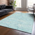 3' X 5' Aqua And Ivory Abstract Washable Indoor Outdoor Area Rug - Aqua, Ivory