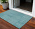 3' X 5' Teal Blue And Ivory Geometric Washable Indoor Outdoor Area Rug Transitional Style - Teal Blue, Ivory Color