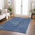 5' X 8' Navy Blue And Ivory Geometric Washable Indoor Outdoor Area Rug Transitional Style - Navy Blue, Ivory Color