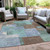 5' X 8' Brown Teal Blue And Ivory Geometric Washable Indoor Outdoor Area Rug - Brown, Teal Blue, Ivory