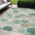 5' X 8' Teal Blue Green And Ivory Geometric Washable Indoor Outdoor Area Rug - Teal Blue, Green, Ivory