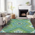 3' X 5' Lime Green Aqua And Ivory Tribal Washable Indoor Outdoor Area Rug