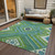 3' X 5' Lime Green Aqua And Ivory Tribal Washable Indoor Outdoor Area Rug