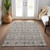 5' X 8' Taupe Gray And Gold Geometric Washable Indoor Outdoor Area Rug