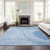 5' X 8' Denim Blue And Sky Blue Striped Washable Indoor Outdoor Area Rug