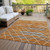 5' X 8' Terra Cotta Beige And Ivory Striped Washable Indoor Outdoor Area Rug