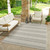 7' X 10' Beige And Gray Striped Distressed Indoor Outdoor Area Rug