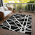 3' X 5' Black And Ivory Geometric Washable Indoor Outdoor Area Rug Transitional Style - Black, Ivory Color