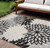 6' X 9' Black And White Floral Indoor Outdoor Area Rug