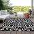 5' X 8' Black And Ivory Floral Washable Indoor Outdoor Area Rug
