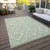 3' X 5' Artichoke Green And Ivory Medallion Washable Indoor Outdoor Area Rug