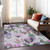 3' X 5' Lavender And Artichoke Green Floral Washable Indoor Outdoor Area Rug