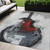 5' X 8' Gray Charcoal And Red Abstract Washable Indoor Outdoor Area Rug