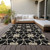 5' X 8' Black And Ivory Geometric Washable Indoor Outdoor Area Rug Transitional Style - Black, Ivory Color