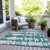 5' X 8' Teal Blue And Gray Striped Washable Indoor Outdoor Area Rug