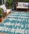 5' X 8' Teal Blue And Gray Striped Washable Indoor Outdoor Area Rug
