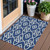 3' X 5' Navy Blue And Ivory Trellis Washable Indoor Outdoor Area Rug