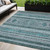 5' X 8' Teal Blue Ivory And Gray Southwestern Washable Indoor Outdoor Area Rug