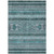 5' X 8' Teal Blue Ivory And Gray Southwestern Washable Indoor Outdoor Area Rug