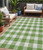 5' X 8' Green And Gray Plaid Washable Indoor Outdoor Area Rug