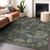 5' X 8' Green Charcoal And Black Floral Washable Indoor Outdoor Area Rug