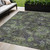 5' X 8' Green Charcoal And Black Floral Washable Indoor Outdoor Area Rug