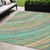 5' X 8' Teal Blue Pink And Peach Abstract Washable Indoor Outdoor Area Rug