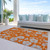 5' X 8' Orange And Gray Floral Washable Indoor Outdoor Area Rug