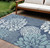 9' X 12' Navy Blue Floral Indoor Outdoor Area Rug